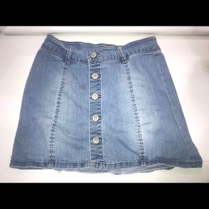 Light wash denim mini skirt